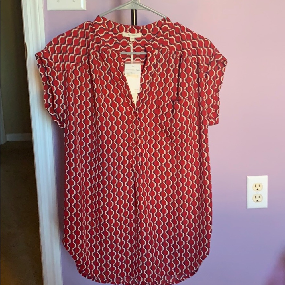 NWT Red with blue and white designed Pleione top.